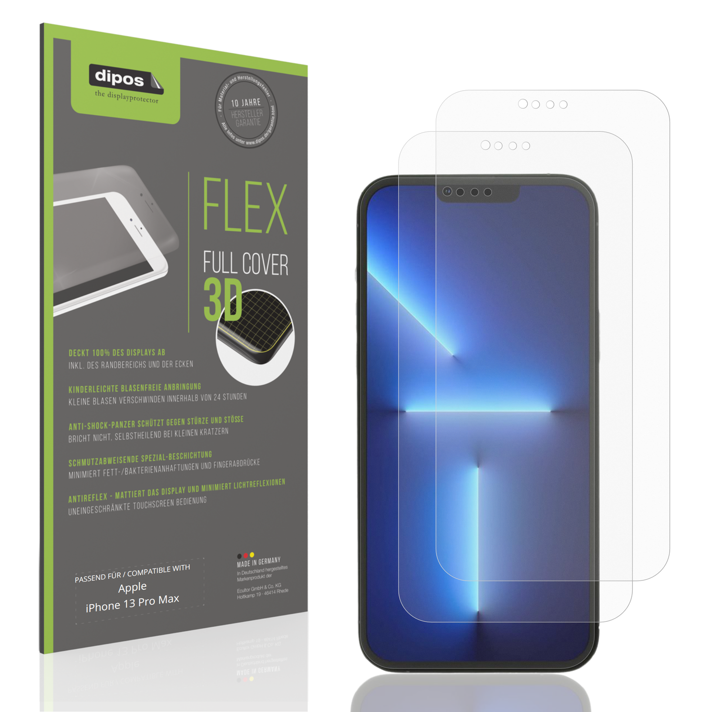 Matte Displayschutzfolie von dipos passend für Apple iPhone 13 Pro Max, 100% Displayabdeckung und blasenfreie Montage