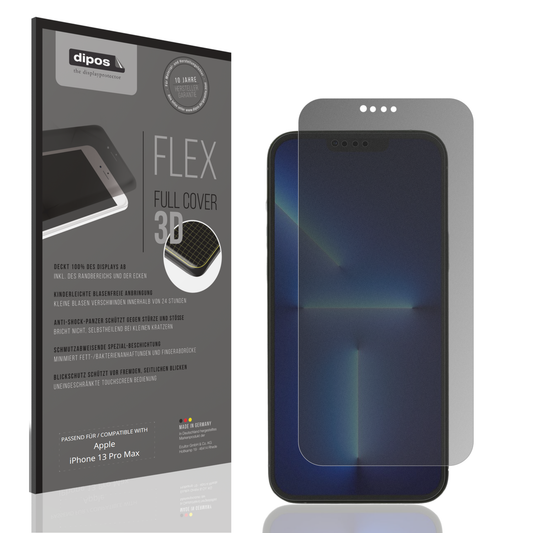 Blickschutzfolie von dipos passend für Apple iPhone 13 Pro Max, 100% Displayabdeckung und blasenfreie Montage