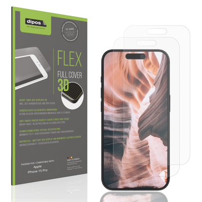 Matte Displayschutzfolie von dipos passend für Apple iPhone 15 Pro, 100% Displayabdeckung und blasenfreie Montage