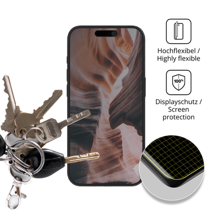 dipos Displayschutz für Apple iPhone 15 Pro, mit Blickschutzfilter und perfekter Passform auch für die Rundungen