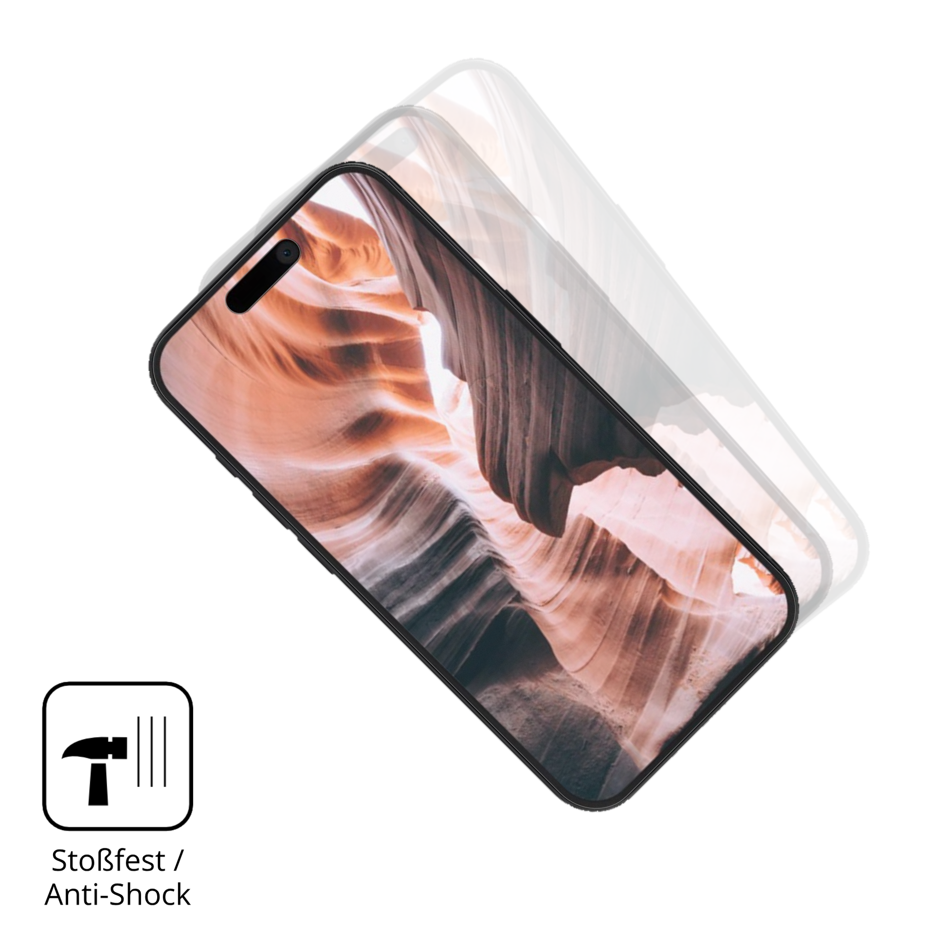 Schutz gegen Kratzer auf dem Apple iPhone 15 Pro Max Glas durch Schlüssel, Stöße gegen die Tischkante oder Stürze