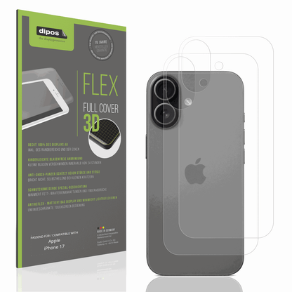 Matte Displayschutzfolie von dipos passend für Apple iPhone 17 Rückseite, 100% Displayabdeckung und blasenfreie Montage