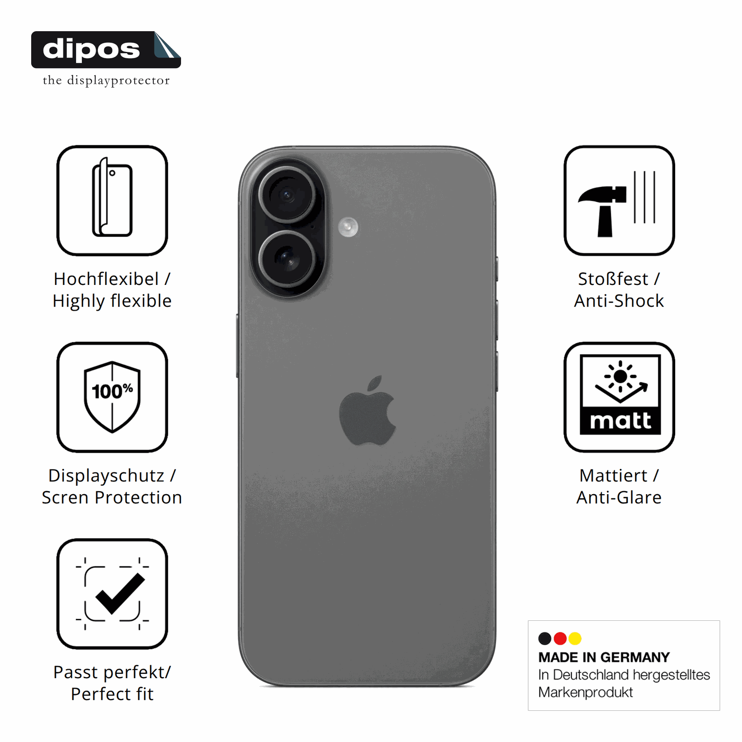 Displayschutz hergestellt in Deutschland, höchste Qualität made in Germany