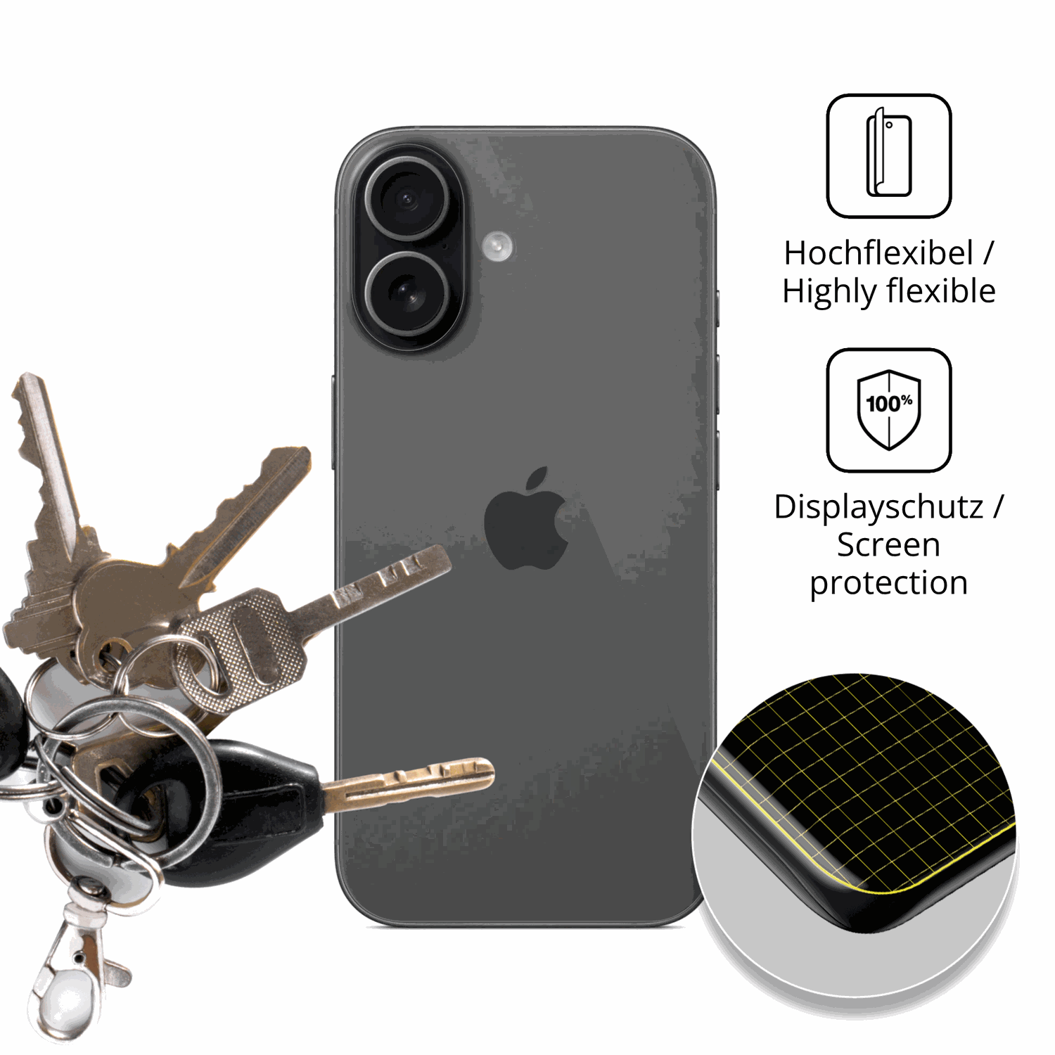 dipos Displayschutz für Apple iPhone 17 Rückseite, transparente Oberfläche, geringe Dicke und perfekte Passform
