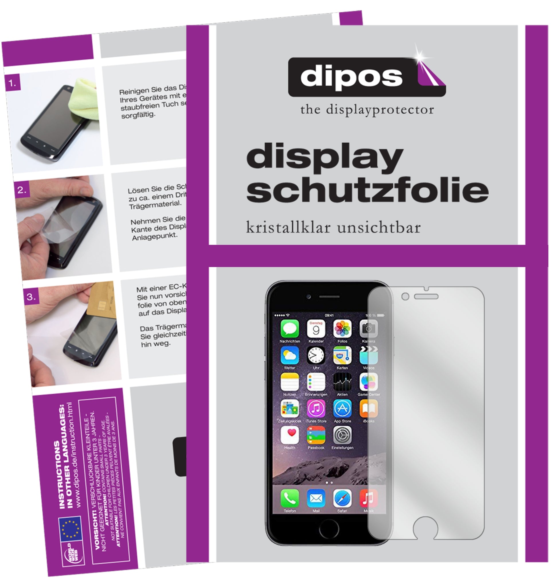 Kristallklare, dünne Schutzfolie: Kratzfest & passgenau für Apple-iPhone 6 / 6S / 7