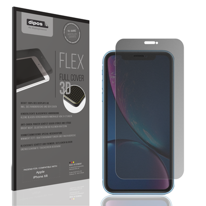 Blickschutzfolie von dipos passend für Apple iPhone XR, 100% Displayabdeckung und blasenfreie Montage
