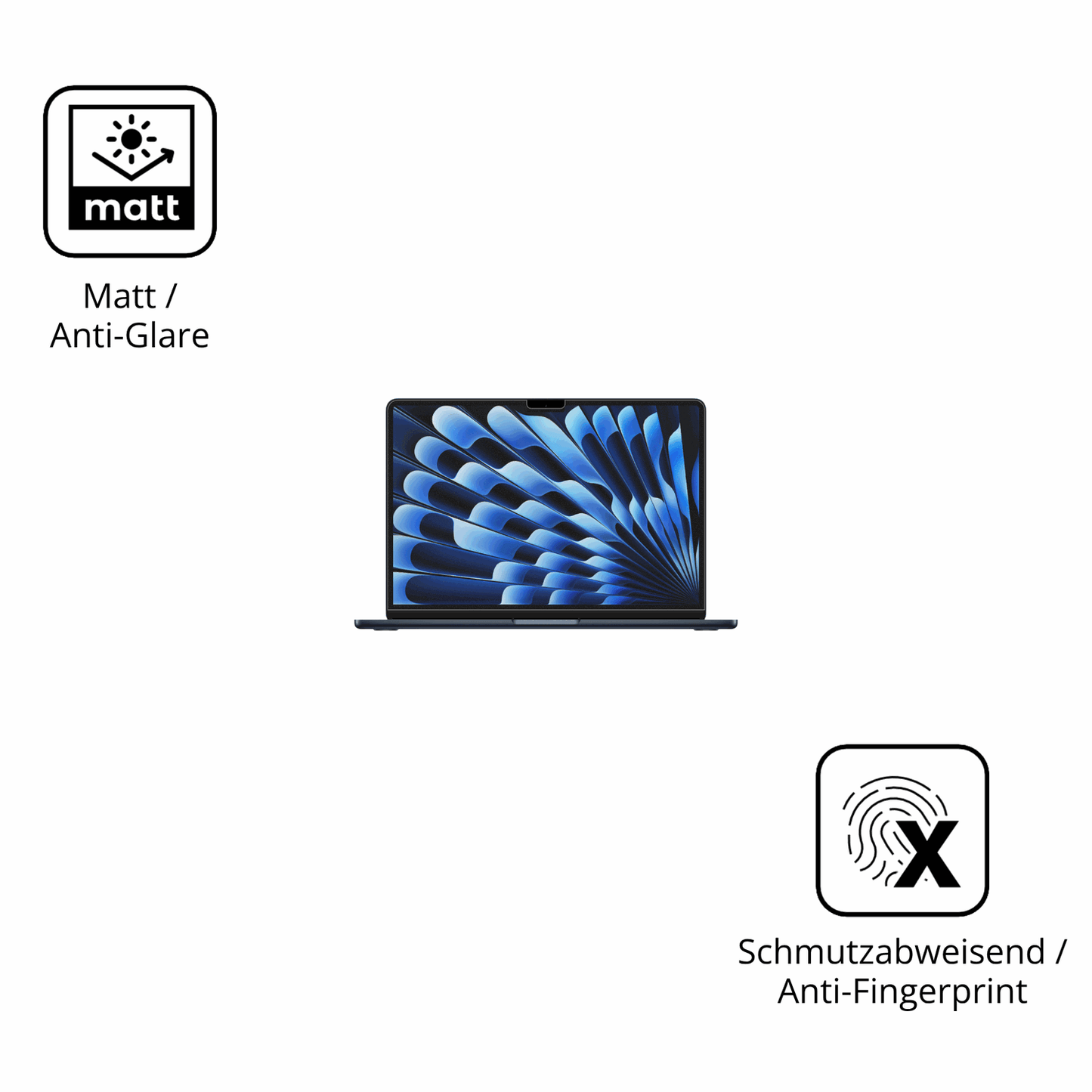 Dünne und entspiegelnde Folie passend zugeschnitten für Apple MacBook Air M3 15 Zoll 2024