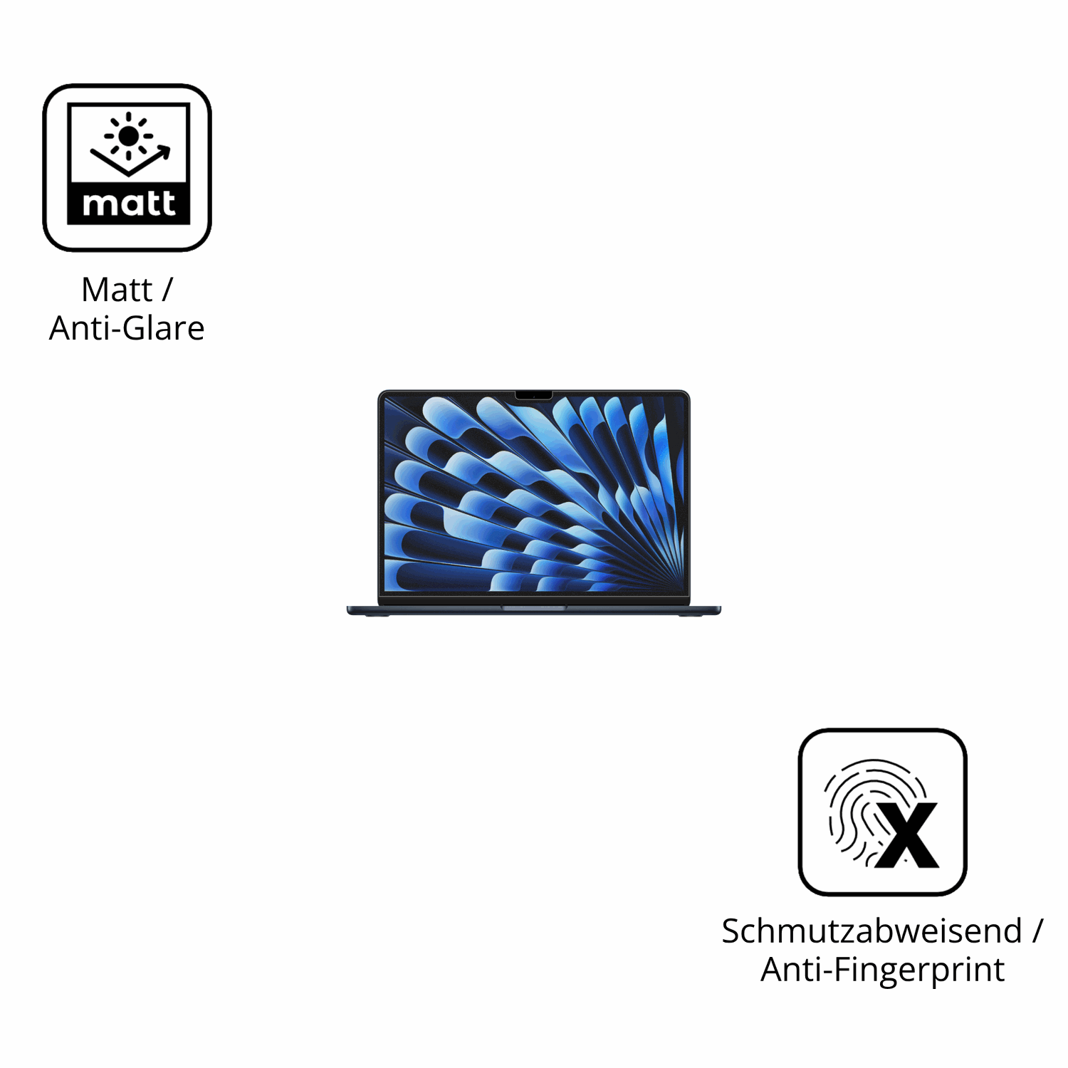 Dünne und entspiegelnde Folie passend zugeschnitten für Apple MacBook Air M3 15 Zoll 2024