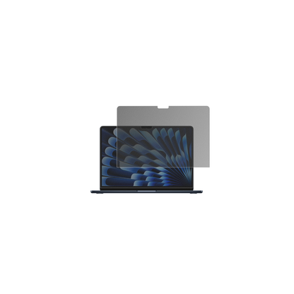 AppleMacBook Air M3 13.6 Zoll 2024 mit aufgebrachtem dipos Displayschutz, der seitliche Einblicke blockiert