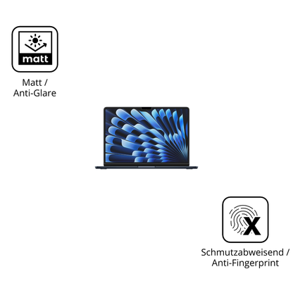 9H Hartbeschichtete, flexible Folie passend zugeschnitten für Apple MacBook Air M3 15 Zoll 2024
