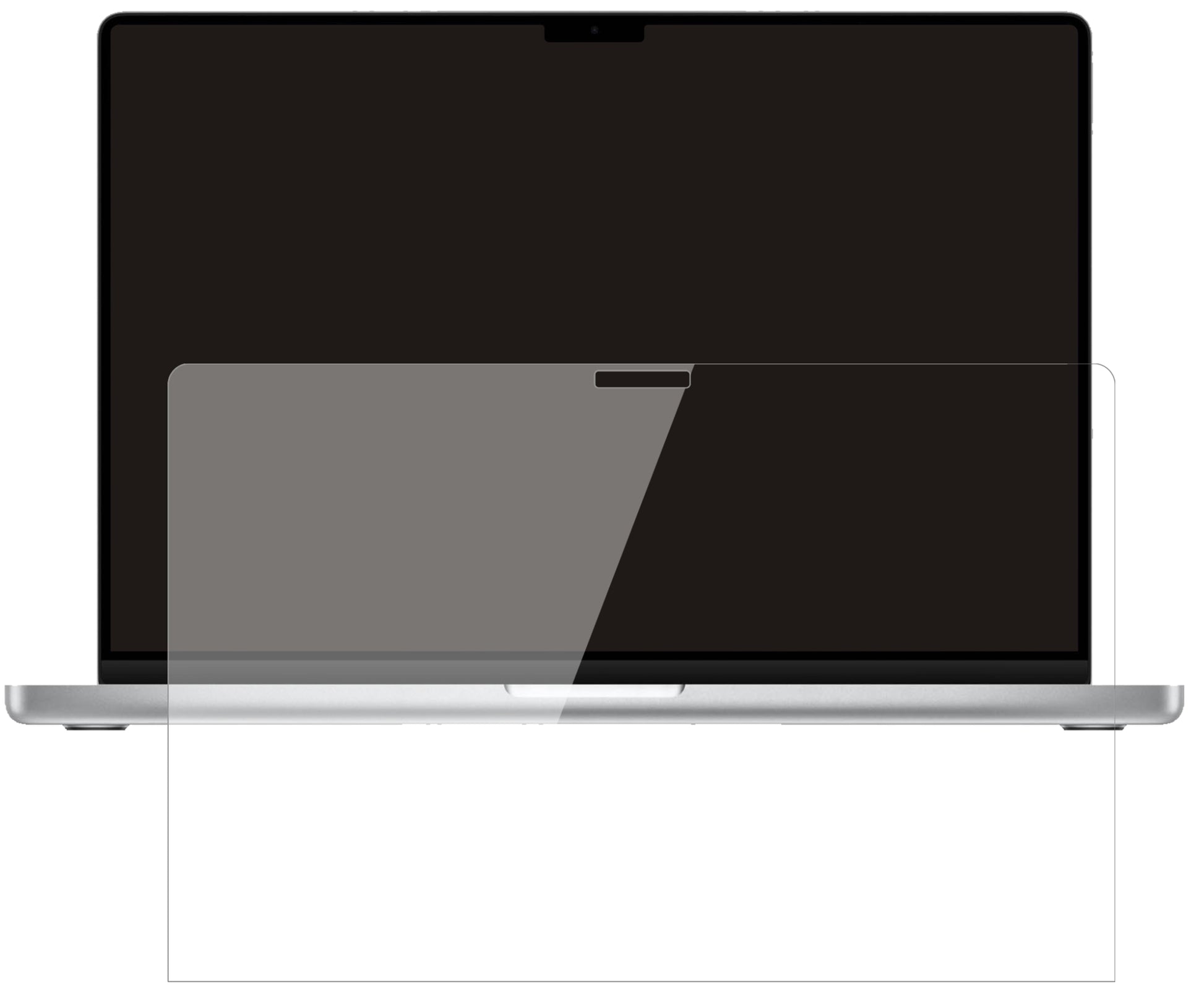 AppleMacBook Pro 14 Zoll (2021) mit aufgebrachter dipos Flex Schutzfolie, glasklare Darstellung ohne Einschränkungen