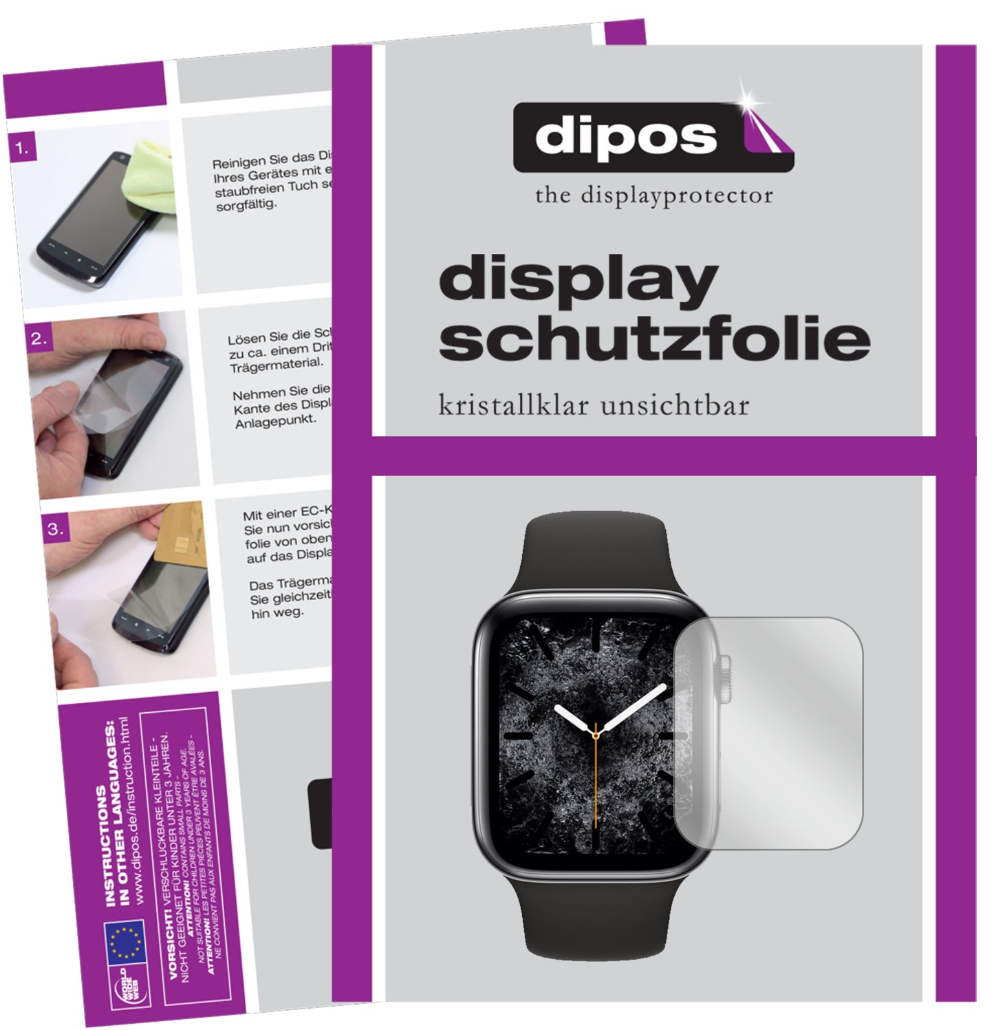 1x Schutzfolie klar für Apple Watch Series 5 (44mm) Display-Schutzfolie