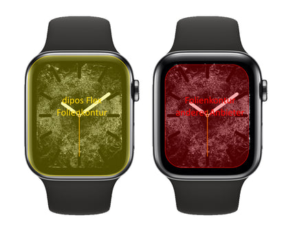 AppleWatch Series 5 (44mm) mit aufgebrachter dipos Displayschutzfolie, glasklare Darstellung ohne Einschränkungen