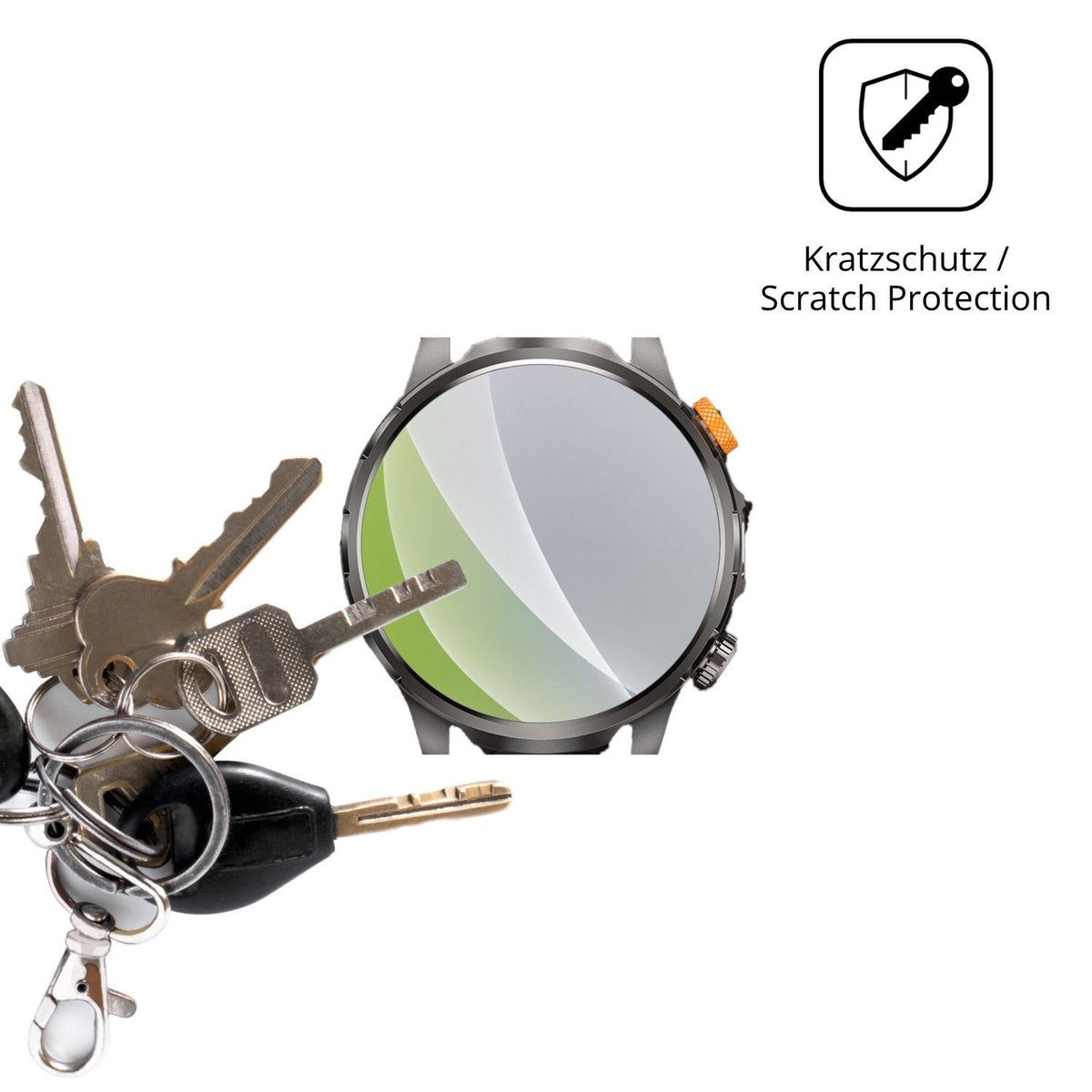 Schutz gegen Kratzer auf dem BANLVS AK90 Glas durch Schlüssel oder Ähnliches