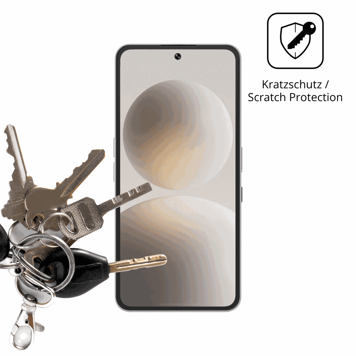 Schutz gegen Kratzer auf dem Brain Natural AI Phone BGX5 Glas durch Schlüssel oder Ähnliches