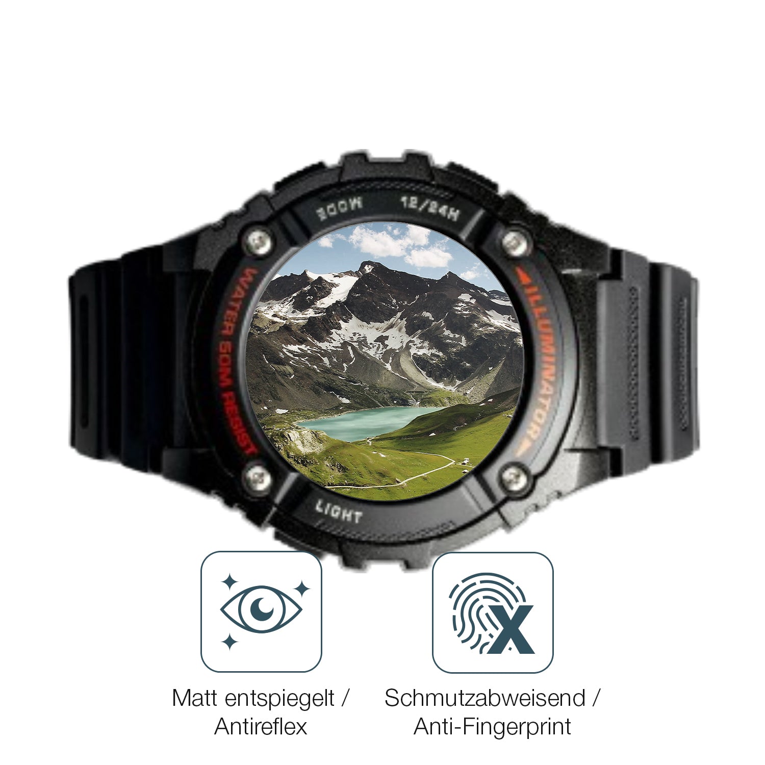 Schutz gegen Kratzer auf dem Casio W-2016H-1AV Rund Glas durch Schlüssel oder Ähnliches