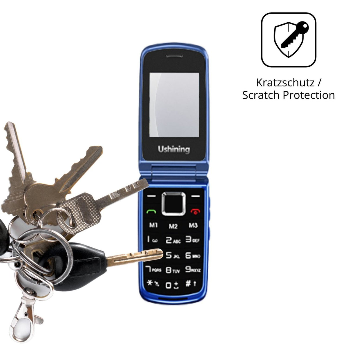Schutz gegen Kratzer auf dem CHAKEYAKE G380D Glas durch Schlüssel oder Ähnliches