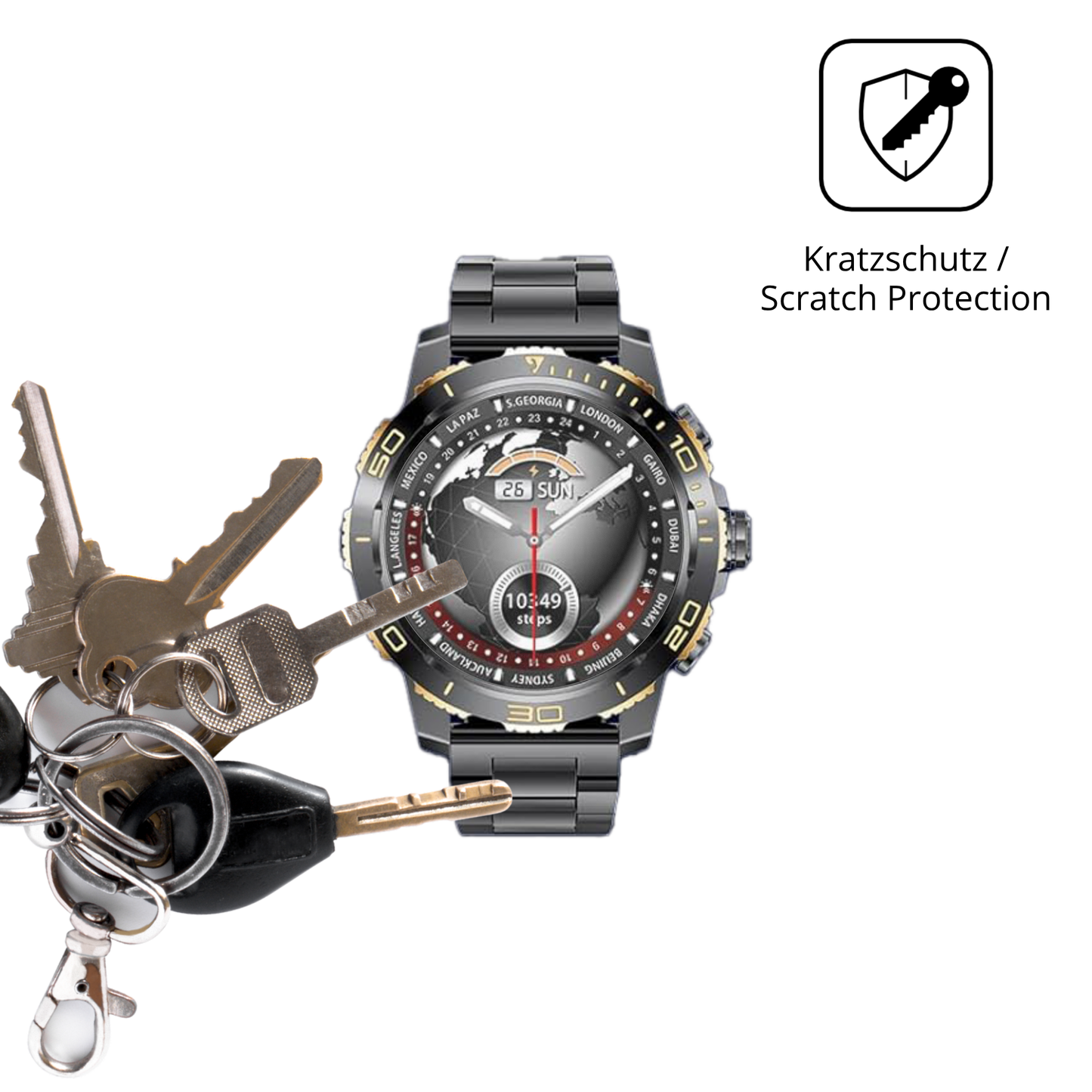Schutz gegen Kratzer auf dem CHOOSETIME EF21 Glas durch Schlüssel oder Ähnliches
