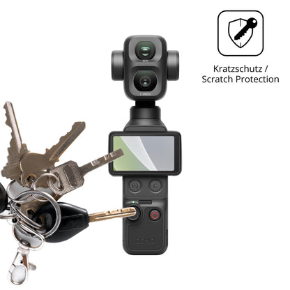 Schutz gegen Kratzer auf dem DJI Osmo Pocket 4P Glas durch Schlüssel oder Ähnliches