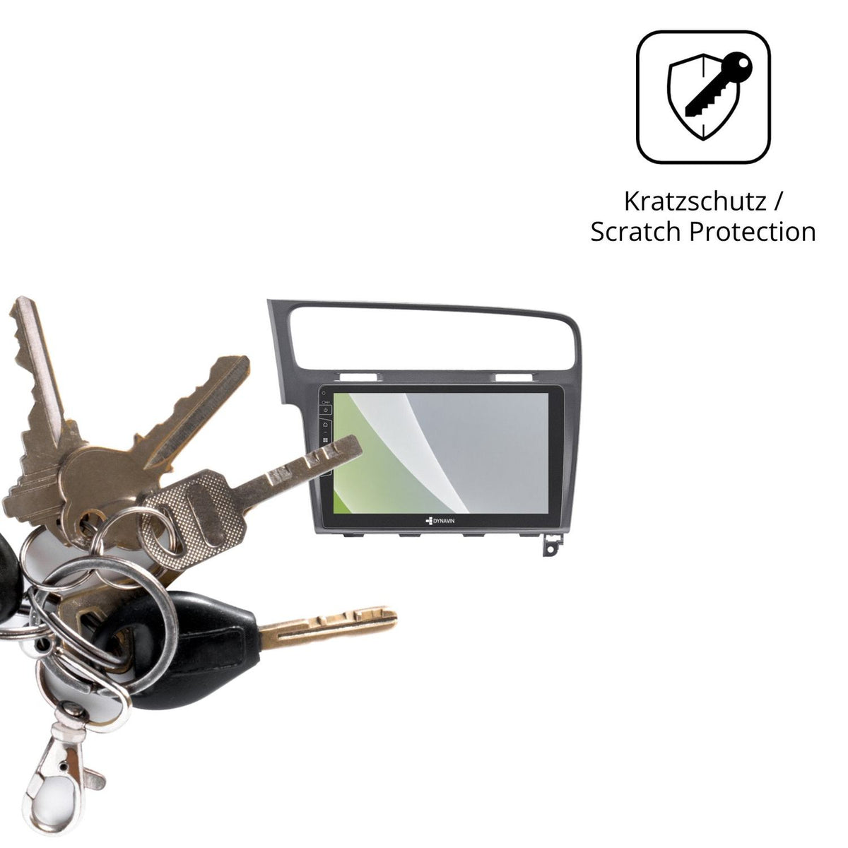 Schutz gegen Kratzer auf dem Dynavin D9-3B Premium Flex 10.1 Zoll Glas durch Schlüssel oder Ähnliches
