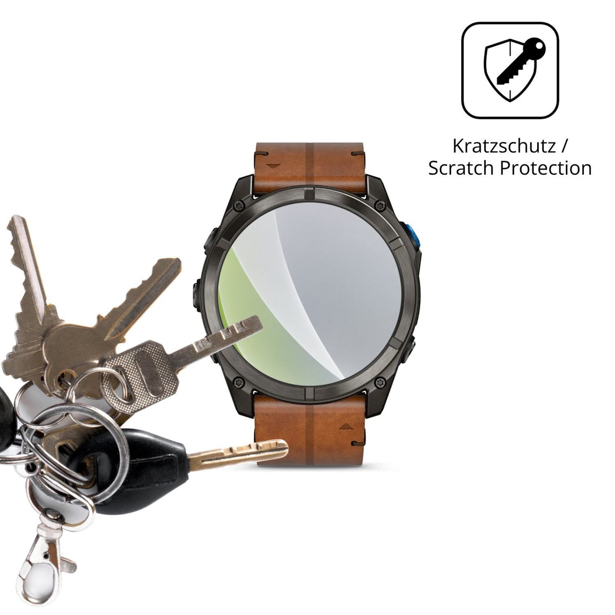 Schutz gegen Kratzer auf dem Garmin D2 Mach 2 Pro 51mm Glas durch Schlüssel oder Ähnliches