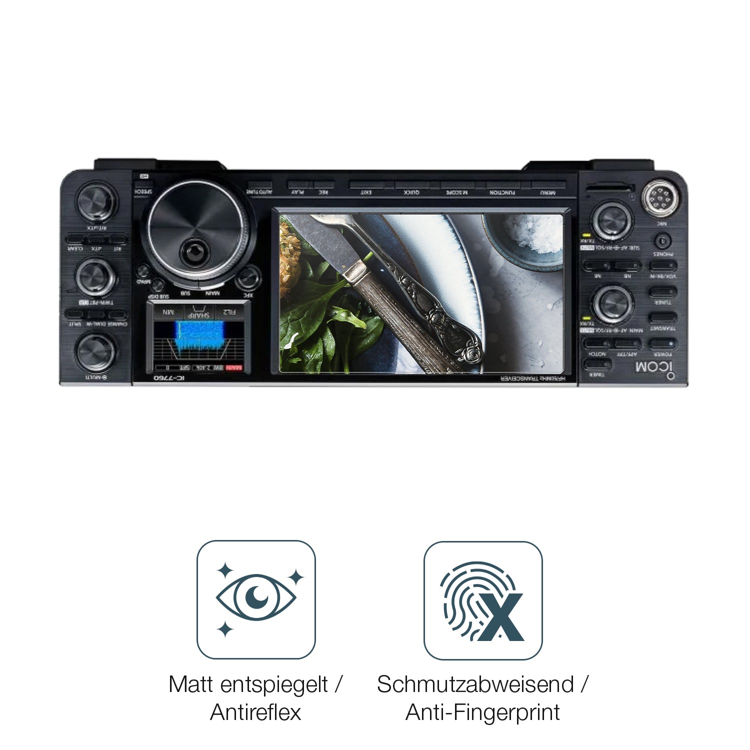 Schutz gegen Kratzer auf dem Icom IC-7760 Glas durch Schlüssel oder Ähnliches