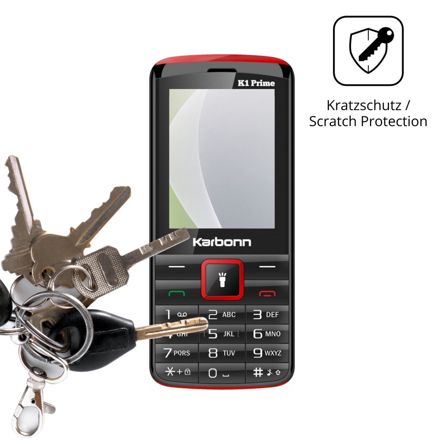Schutz gegen Kratzer auf dem Karbonn K1 Prime Glas durch Schlüssel oder Ähnliches