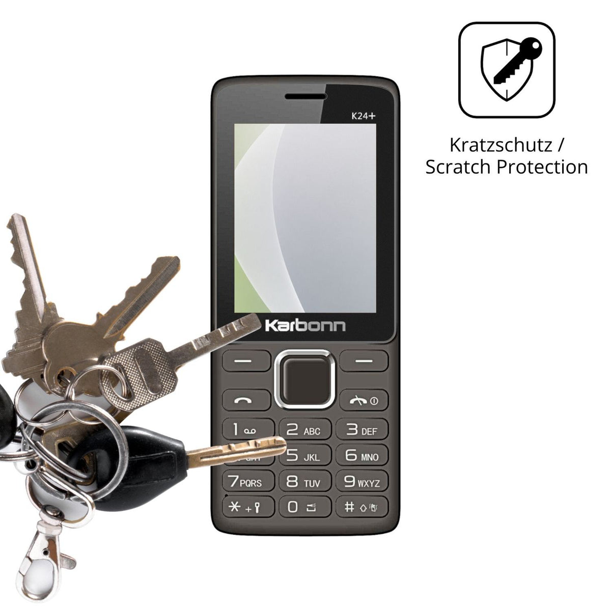 Schutz gegen Kratzer auf dem Karbonn K24 Plus Glas durch Schlüssel oder Ähnliches