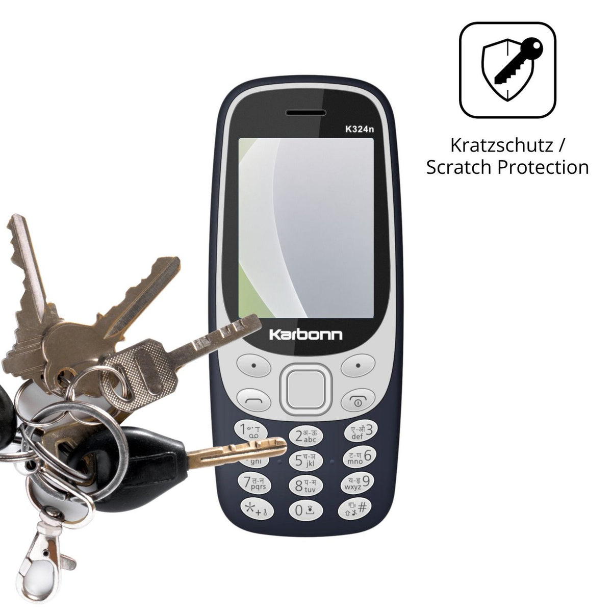 Schutz gegen Kratzer auf dem Karbonn K324n Glas durch Schlüssel oder Ähnliches