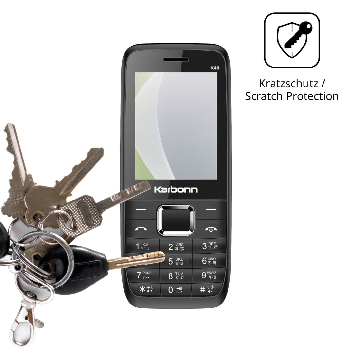 Schutz gegen Kratzer auf dem Karbonn K49 Glas durch Schlüssel oder Ähnliches