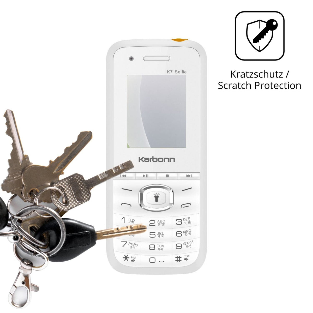 Schutz gegen Kratzer auf dem Karbonn K7 Selfie Glas durch Schlüssel oder Ähnliches