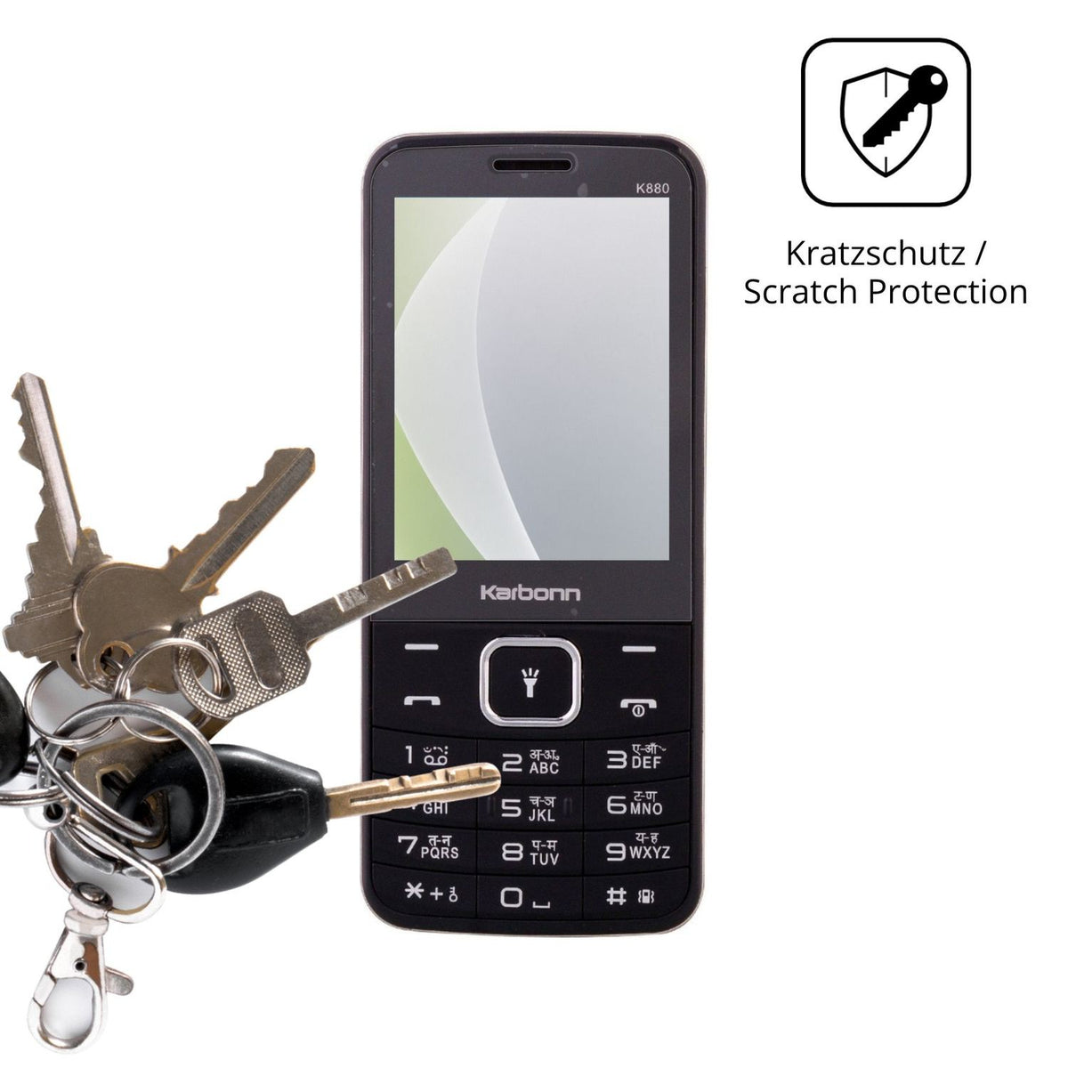 Schutz gegen Kratzer auf dem Karbonn K880 Glas durch Schlüssel oder Ähnliches