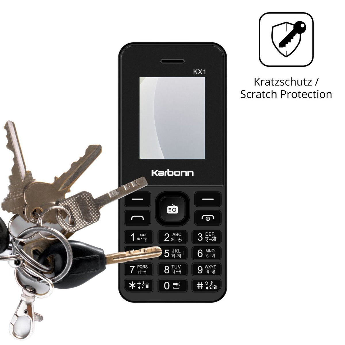 Schutz gegen Kratzer auf dem Karbonn KX1 Glas durch Schlüssel oder Ähnliches