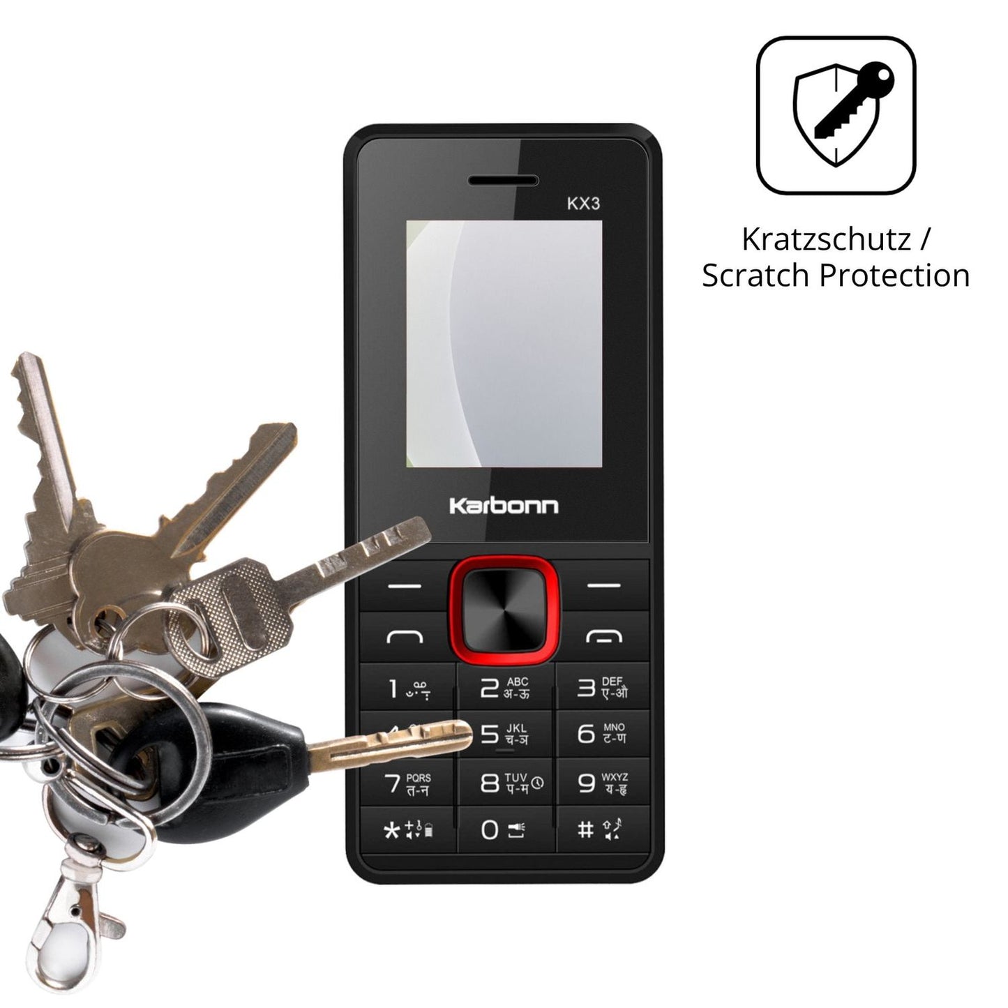 Schutz gegen Kratzer auf dem Karbonn KX3 Glas durch Schlüssel oder Ähnliches