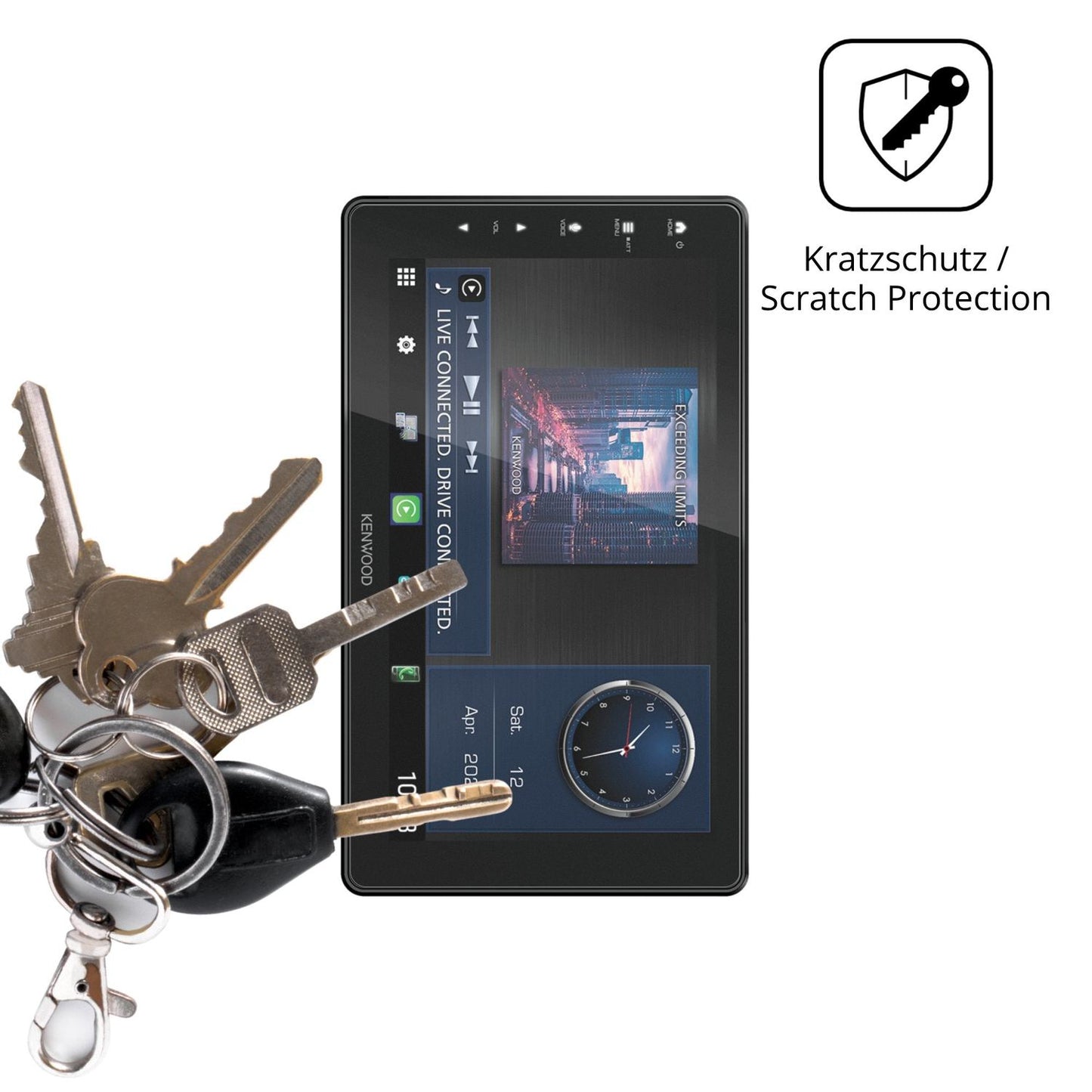 Schutz gegen Kratzer auf dem Kenwood DMX-F920DS Glas durch Schlüssel oder Ähnliches