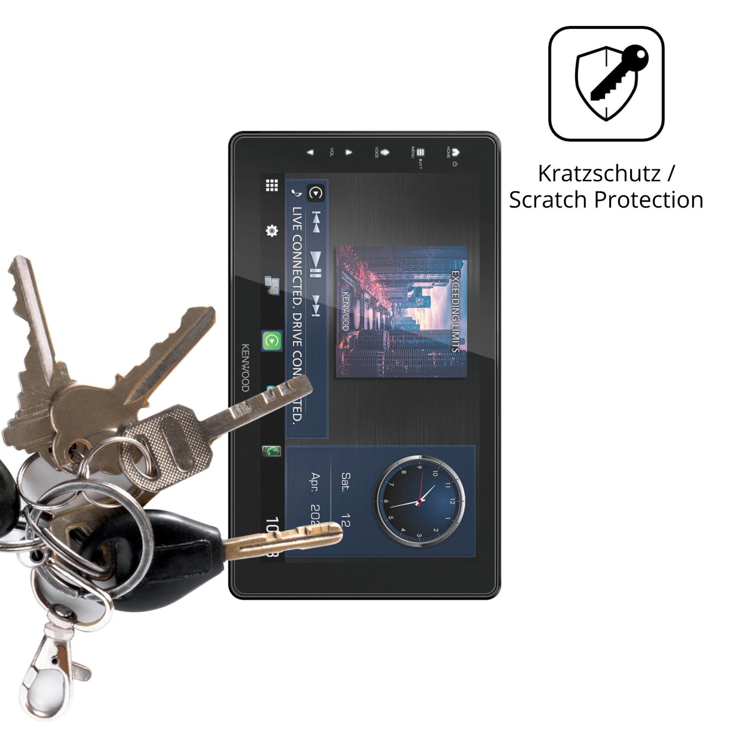 Schutz gegen Kratzer auf dem Kenwood DMX-F920DS Glas durch Schlüssel oder Ähnliches