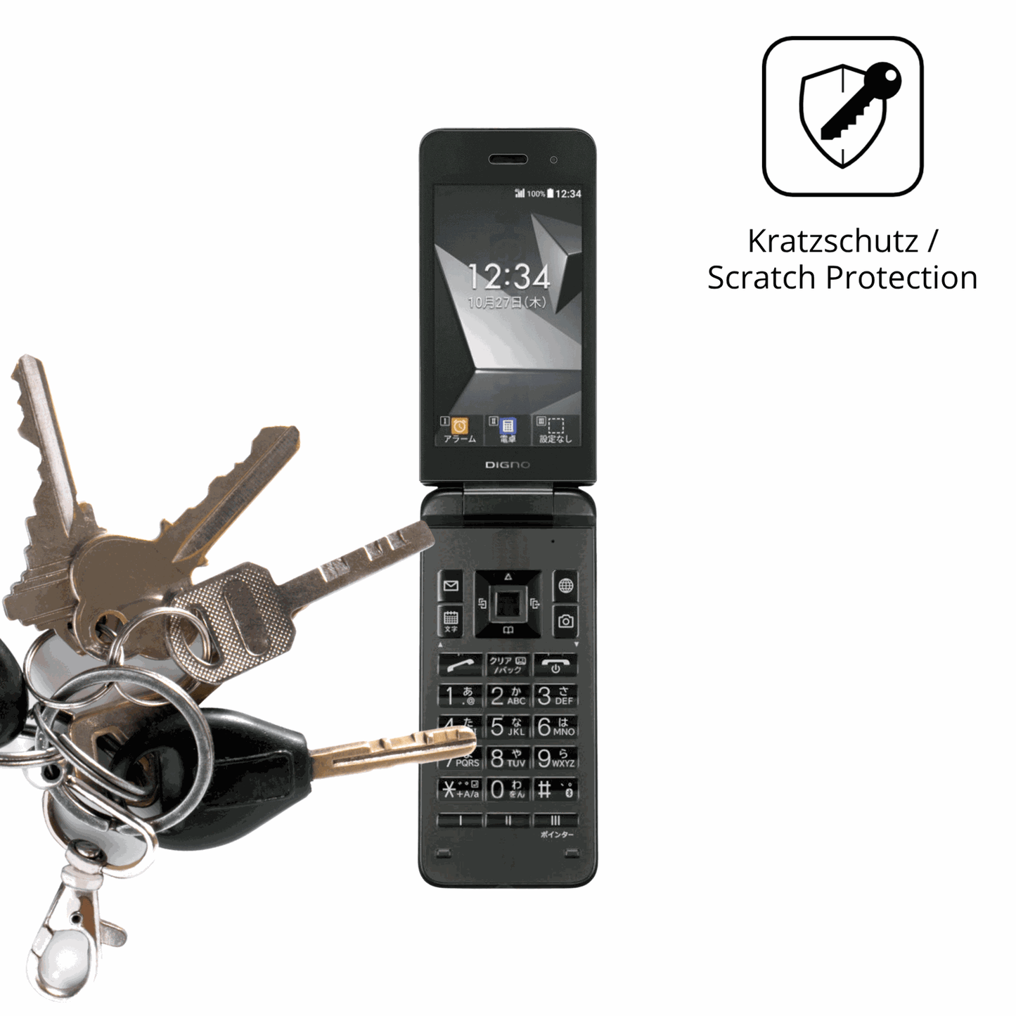 Schutz gegen Kratzer auf dem Kyocera Digno Keitai 4 Glas durch Schlüssel oder Ähnliches