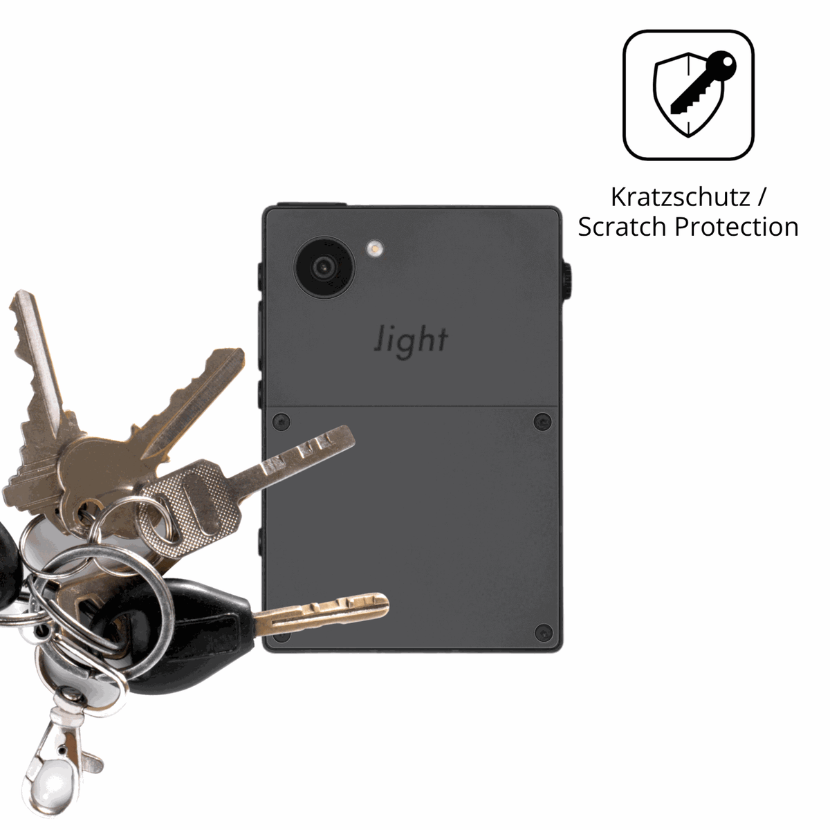 Schutz gegen Kratzer auf dem Light Phone 3 Rückseite Glas durch Schlüssel oder Ähnliches