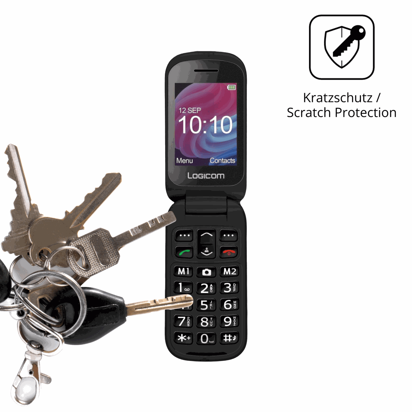 Schutz gegen Kratzer auf dem Logicom Fleep XL Glas durch Schlüssel oder Ähnliches