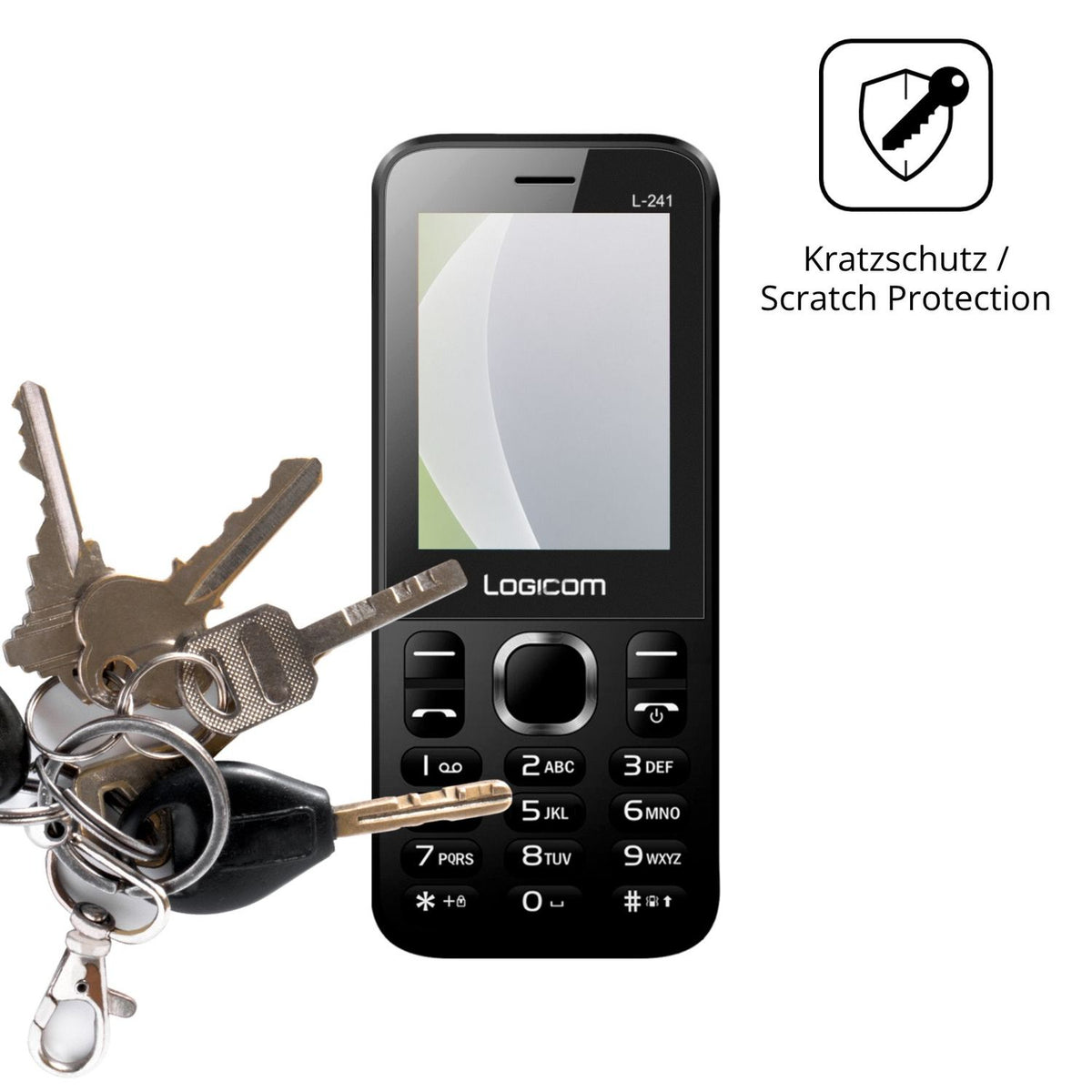 Schutz gegen Kratzer auf dem Logicom L-241 Glas durch Schlüssel oder Ähnliches