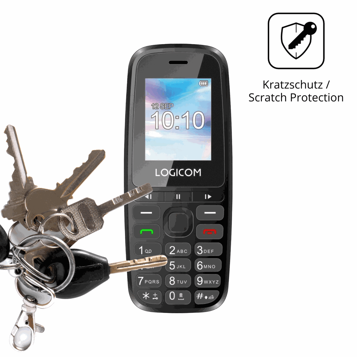 Schutz gegen Kratzer auf dem Logicom P197e Glas durch Schlüssel oder Ähnliches