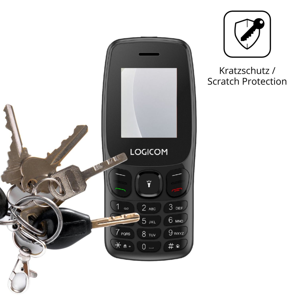 Schutz gegen Kratzer auf dem Logicom Posh 405 Glas durch Schlüssel oder Ähnliches