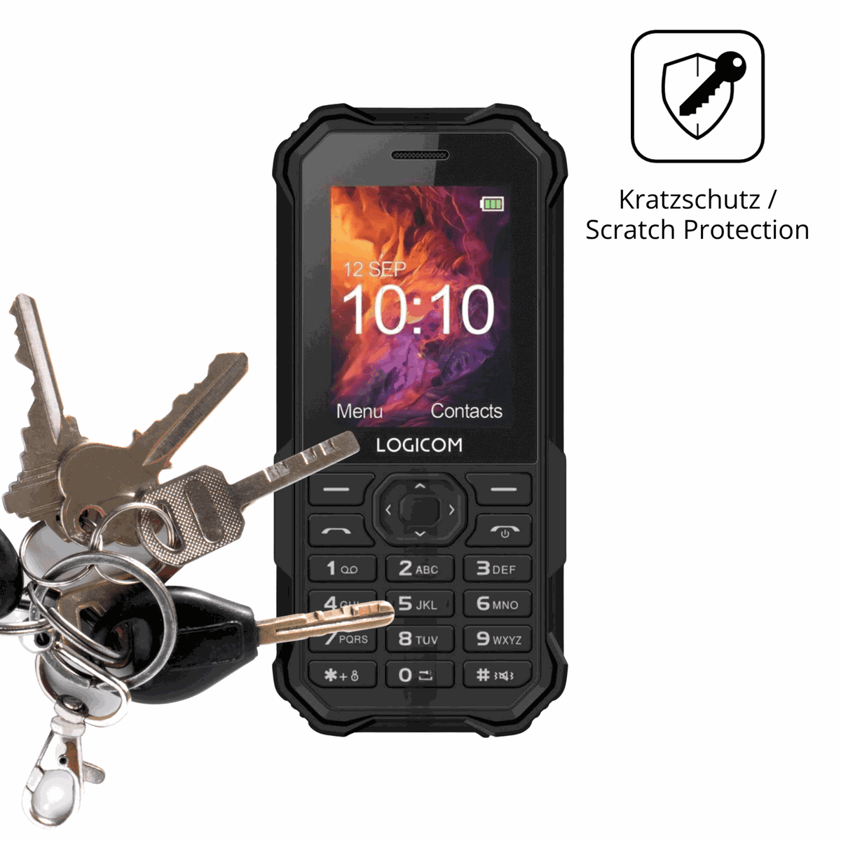 Schutz gegen Kratzer auf dem Logicom Xtrem 40 Glas durch Schlüssel oder Ähnliches