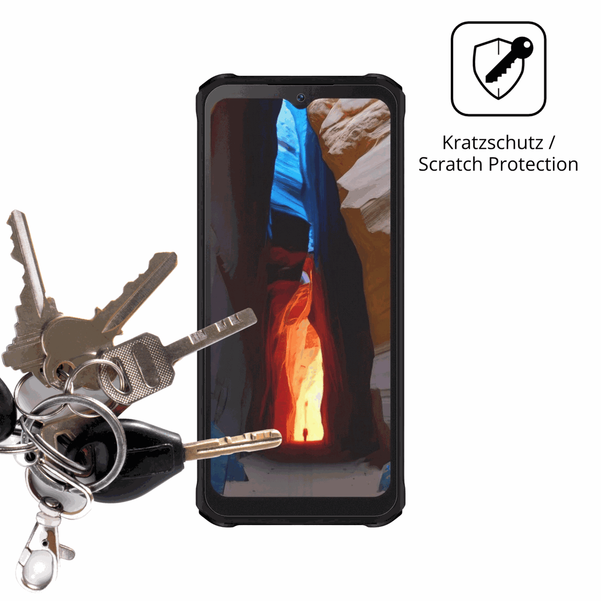 Schutz gegen Kratzer auf dem Logicom Xtrem 650 Glas durch Schlüssel oder Ähnliches