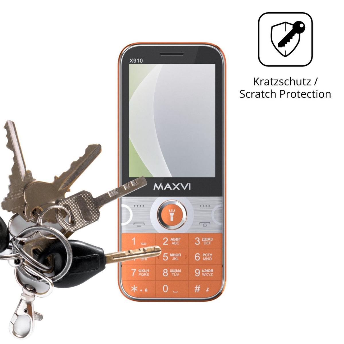 Schutz gegen Kratzer auf dem Maxvi X910 Glas durch Schlüssel oder Ähnliches