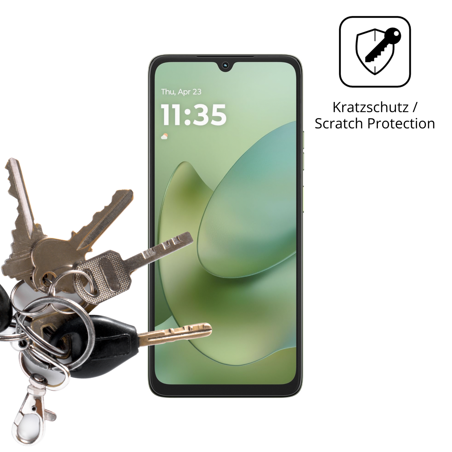Schutz gegen Kratzer auf dem Motorola Moto G06 Glas durch Schl�ssel oder �hnliches