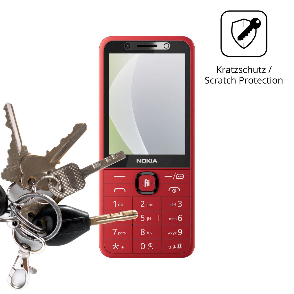 Schutz gegen Kratzer auf dem Nokia 215 4G 2nd Edition Glas durch Schlüssel oder Ähnliches