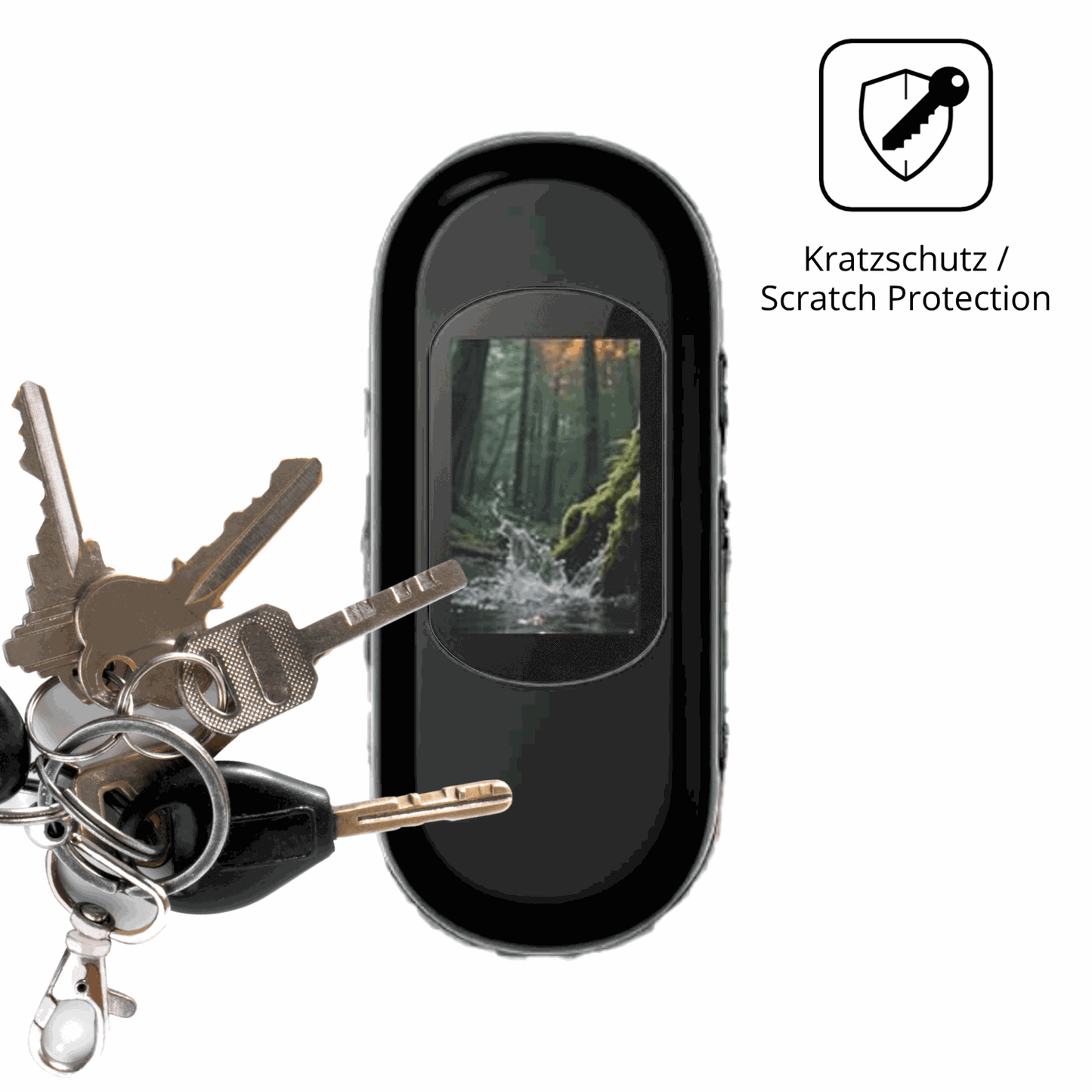 Schutz gegen Kratzer auf dem OBEST M25 Mini-Action Glas durch Schlüssel oder Ähnliches