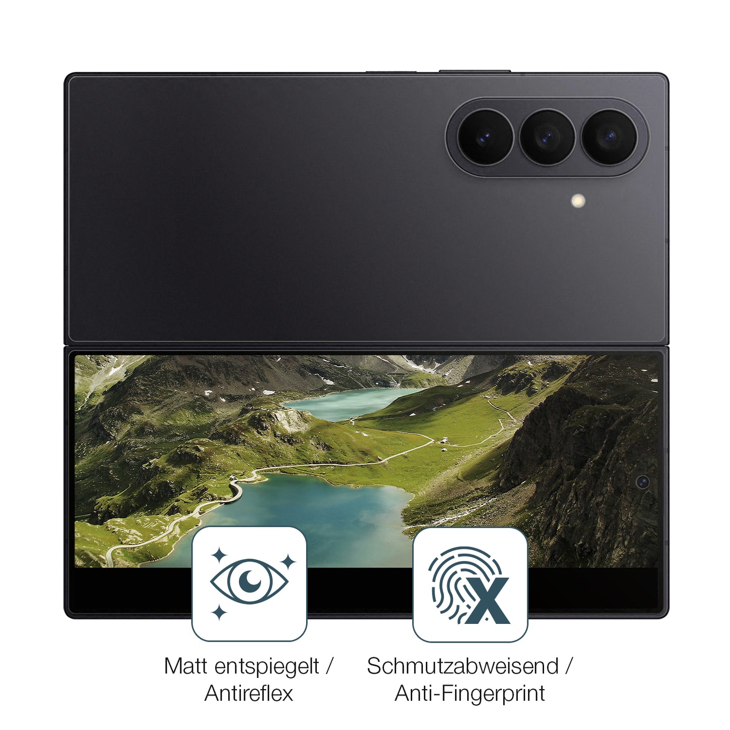 9H Hartbeschichtete, flexible Folie passend zugeschnitten für Samsung Galaxy Z Fold7 Aussenseite