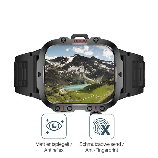 9H Hartbeschichtete, flexible Folie passend zugeschnitten für Sanorum QX11 GR 1.96 Zoll